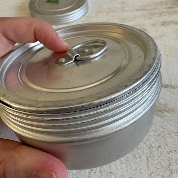 Vintage Set of Two Virgo Aluminium Travel Tins with Glass Inserts - Picture 11 of 11